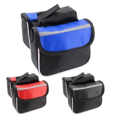 China Front Tube Sport Cycling MTB Bike Accessory Bag Phone Holder Cover Waterproof Cheap Front Frame Tube Bicycle Cycling Travel Bike Bag for sale