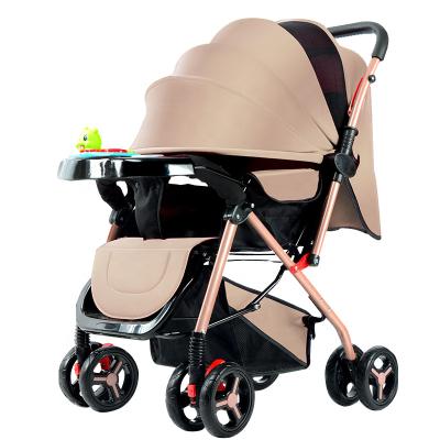 China PU Leather Cheap Price Two Way Push Baby Spam Baby Carriage Four Wheel Shockproof Folding Lightweight Foldable Baby Stroller for sale