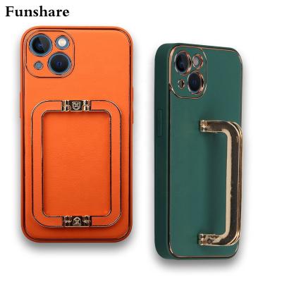 China Newest Design Shockproof Metal Bracket Good Quality Cell Phone Leather Cover For iPhone13 13PRO 13PROMAX 13mini Women Phone Case for sale