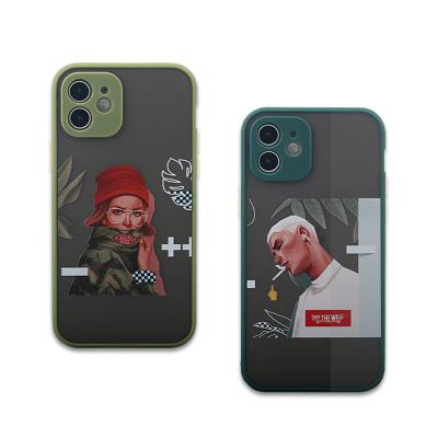 China Protector Cover Selling Best Customized Printing Multicolor Matte Tpu +Pc Camera Protection Shockproof Design Phone Case Accessories For iPhone12 for sale