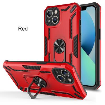 China Fanshion South America hotsale Single PC+TPU 3in1 Rings Full Stand Protection Mobile Phone Accessories Shockproof Cover For iPhone13 13PROMAX for sale