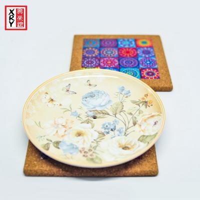 China Sustainable Ceramict Tripod With Cork Back Dinner Dish Mat Kitchen Decoration for sale