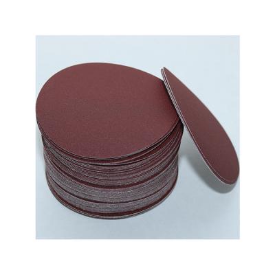 China Aimchamp 5Inch Red Metal Aluminum Oxide Sand Paper Wood Sandpaper Discs For Polishing And Sanding for sale