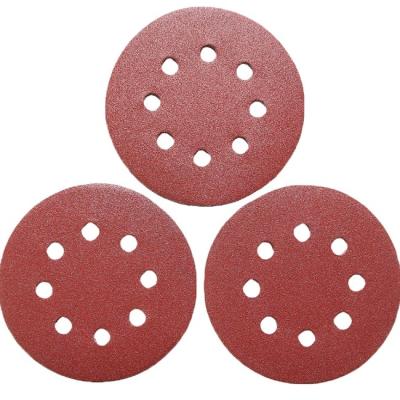 China 5Inch PSA Sandpaper Self Adhesive Discs Red Aluminum Oxide Sand Paper For Polishing And Sanding C216 for sale