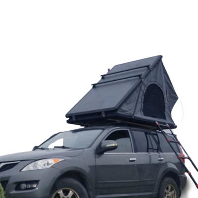 China Aluminum Hard Shell Car Roof Top Camouflage/Field Play Folding Camping Truck Roof Top Tent For SUV With Cross Bar for sale