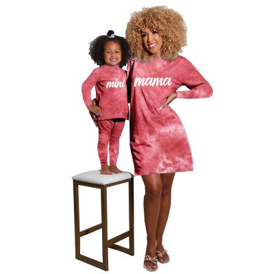 China Casual Hot Sale Kids Clothes Long Sleeve Tie Dye Clothing Sets Mommy And Me Loungewear for sale