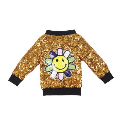 China OEM Casual Spring Toddler Girl Clothes Sequined Fabric Little Girls Clothes Customized Denim Jacket for sale