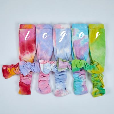 China Anti-wrinkle New Arrival Kids Sportswear Logo Joggers Sweatpants Tie Dye Winter Kids Stacked Pants for sale