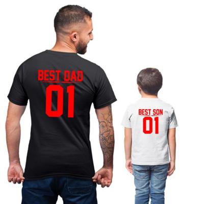 China Father And Son T Shirts O QUICK DRY Neck Printing Number Best Dad Son Short Sleeve Tops Dad And Me T Shirts For Father's Day Gifts for sale