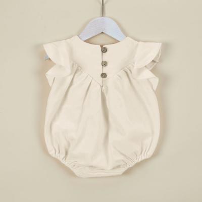 China New Release Newborn Girls Sleepwear Eco-Friendly Breathable Floating Sleeves Plain Baby Onesie Linens Baby Romper for sale