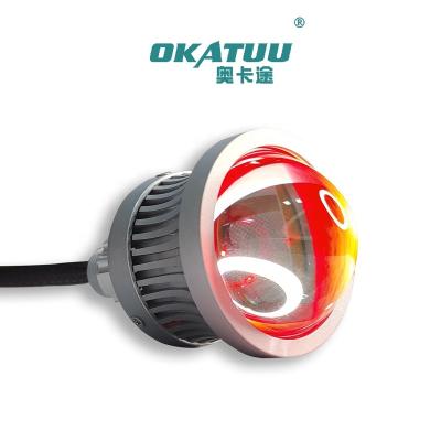 China Motorcycle OKATUU LED Lens LED Headlight High Beam H7 H11 9005 Beam Car Retrofit 9006 Devil Angel Eyes 25W 5500K Car Accessories for sale