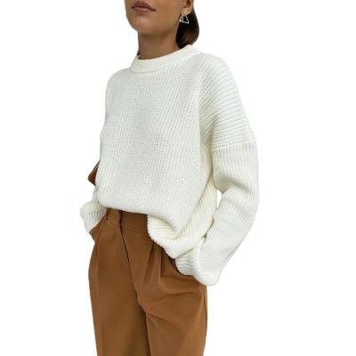 China Custom Women Knitted Fashion O Neck Girls Winter White Sweaters Anti-wrinkle Long Sleeve Sweaters for sale