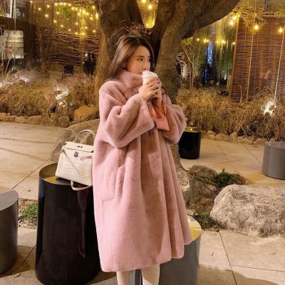 China High Quality Thick Pink Waterproof Winter Long Warm Faux Mink Fur Coat Women Soft Faux Fur Coat for sale