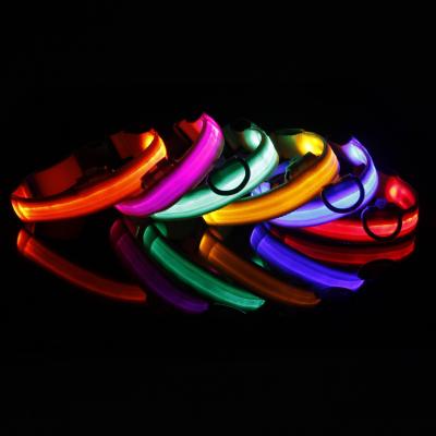 China Padded Waterproof Led Flashing Light Strip Belt Safety Usb Rechargeable Charging Led Dog Collar for sale