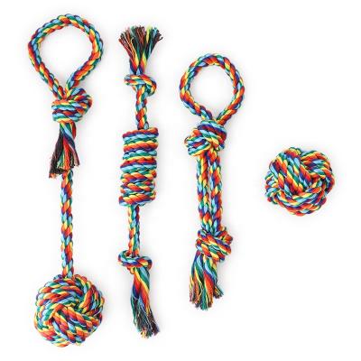 China Manufacturer Sustainable Bulk Stocked Chew Dog Rope Eco-Friendly Interactive Toys Set Cheap Handwoven Super Strong Bite-Resistant for sale