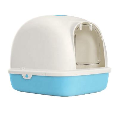 China Large Space Sustainable Plastic Cat Litter Box Closed With Handle Pet Toilet for sale