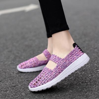 China Stretch 528 2021 Fashionable Breathable Colorful Woven Woven Shoes Beach Casual Shoes Ladies Sandals for sale