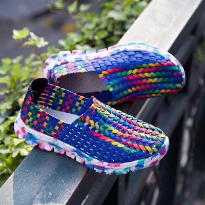 China Stretch 528 2021 Fashionable Breathable Colorful Woven Woven Shoes Beach Casual Shoes Ladies Sandals for sale