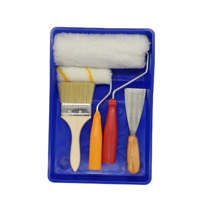 China New Paint Wholesale Price Plastic Material Paint Tray Set With Sponge Paint Roller Brush for sale