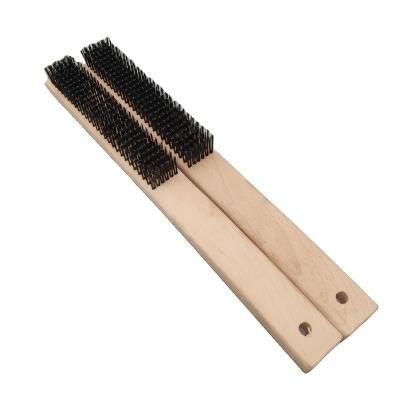 China Cleanging Quality Black Wire Brush With 40cm Beech Wood Handle for sale