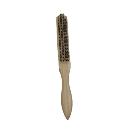 China Cleanging Handle Wood Wire Brush 275mm with 20mm Steel Wire Brush for sale