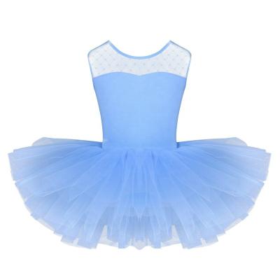 China Comfortable OEM Customized Dance Training Clothes For Kids Sleeveless Gauze Dress With Mesh Cotton Stretch Dance Skirt Ballet Dress for sale