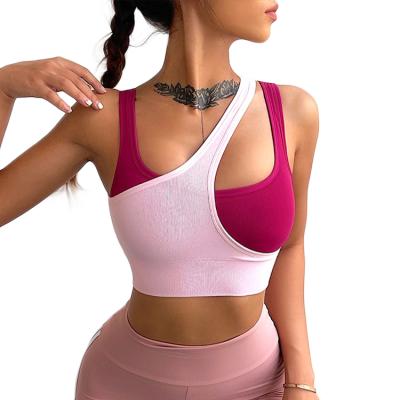 China High Print Strappy Patchwork 3 Support Workout Sports Bra Breathable Wholesale Sports Yoga Fitness Women Gym Wear Top for sale