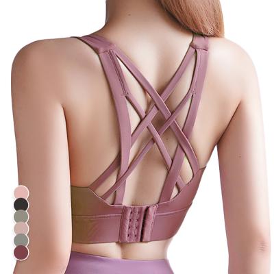 China Ama Larsi High Impact Ladies Breathable Fitness Yoga Tank Top Running High Support Cross Sports Bra Women Strappy for sale