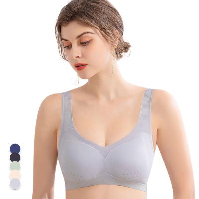 China Ama Larsi Women Breathable Seamless Wire Free Push Up Bra Plus Size Soft Comfortable Daily Bras for sale