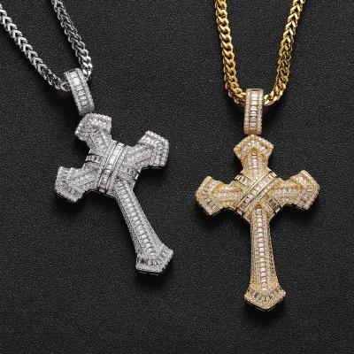 China Hiphop Hip Hop WG127 18k Gold Cross Pendant Men's Diamond Cross Pendant Necklace Iced Out for men dije de cruz for sale