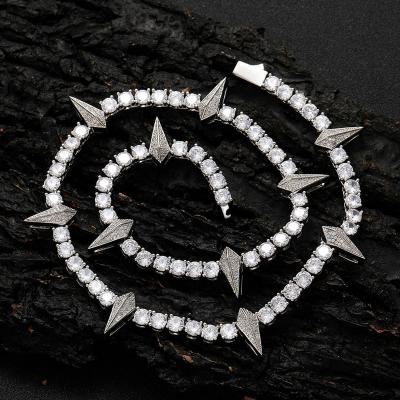 China Popular Hiphop WG019 Brass Jewelry 5mm Iced Out Black Panther Diamond Wolf Tooth Collares Luminosas Zircon Chain Necklace for sale