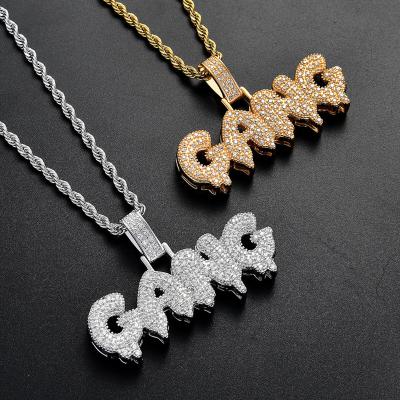 China Hiphop WG140 Hip Hop Gold Plated Iced Out BAND Alphabet Letter Pendant Necklace Men Collana Lettere for sale