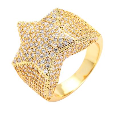 China Hiphop WG128 New Arrival Bling Men's Rings Fashion Hip Hop Star Rings Micro Five-pointed Pave Big Zircon Masterful Rings for sale