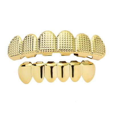 China Hiphop WG103 Hip Hop Grillz Real Gold Plated Teeth Grills Teeth Grillz Lattice Texture for sale