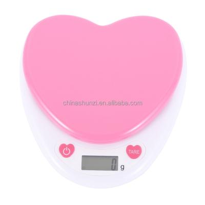 China Weight Measuring 5 Kg / 1 G Zero Heart Shape Digital Kitchen Scale LCD Display Portable Monitor Auto For Weight Food Measure Water Powder 5 Kg / 1 G Porta for sale