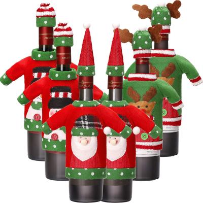 China Christamas Ornament Christmas Wine Bottle Cover Knit Sweater Wine Bottle Dress Santa Reindeer Snowman Wine Bottle Cover for Christmas Decorations for sale