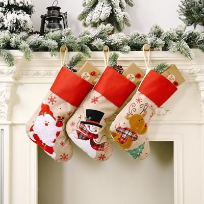 China Fabric Christmas Stocking Personalized Great Christmas Gifts Bags Stocking Christmas Sock For Christmas Decoration Supplies for sale