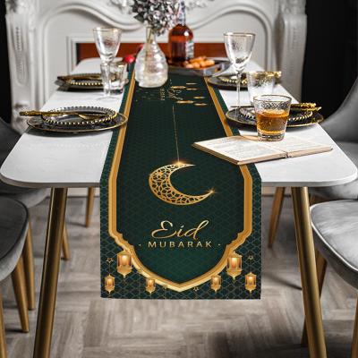 China 2022 Muslim Ramadan Gift Cloth Table Runner EID Mubarak Decoration Ramadan Tablerunner Islamic Ramadan Table Cover For Home Decorations for sale