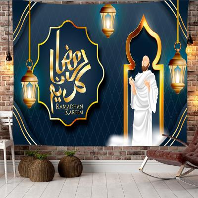 China Ramadan Kareem Tapestry Tablecloth Moon Star Eid Mubarak Religion Festival Wall Hanging Background Layout for Living Room Bedroom Decor for sale