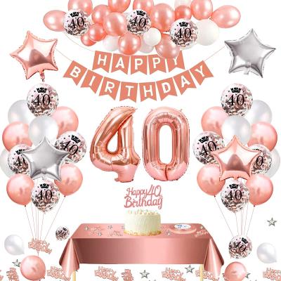 China Birthday Crowns for Girls 40th Happy Birthday Balloon Banner Rose Gold Latex Balloons Party Balloon Arch Kit for Happy Birthday Party Decoration Supplies for sale