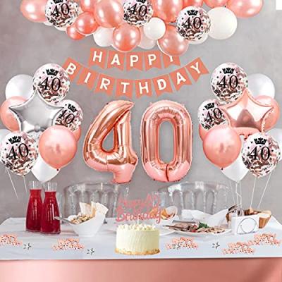 China Birthday Crowns for Girls 40th Happy Birthday Balloon Banner Set Rose Gold Balloon Arch Kit Latex Balloons for Birthday Party Decoration Supplies for sale