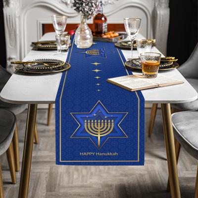 China Ramadan Kareem Decorations Eid Table Runner Ramadan Table Runner Cloth 2022 Gold Star Moon Lantern Ramadan Table Runner Cloth for EID Table Decoration for sale