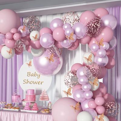 China Metallic Balloons Macaron Pink Latex Balloons Arch Garland Kits For Arch Garland Baby Shower Birthday Wedding Foil Party Balloon Kit for sale