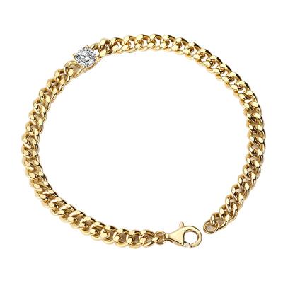 China Luxury Lab Diamond Chunky Cuban Link Hot Selling Hiphop Fashion 18k Gold Miami Bracelet for sale