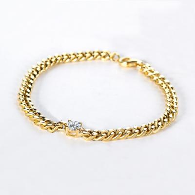 China New Type Diamond Hard Miami Hiphop Lab 18k Gold Iced Out Cuban Link Hip Hop Bracelet for sale