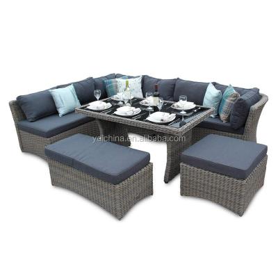 China Modern Factory Price L Shape PE Wicker Rattan Furniture Outdoor Garden Sofa Sets for sale