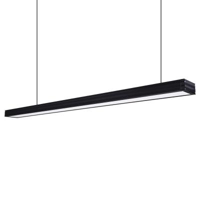 China Contemporary designer iron led pendant chandelier lighting nordic modern led hanging linear light fixture indoor black housing for sale