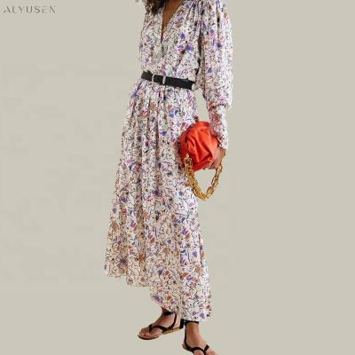 China 2022 New Fashionable Long Sleeve Maxi Chiffon Loose Women Dress Summer Ladies Washable Casual Dresses for sale