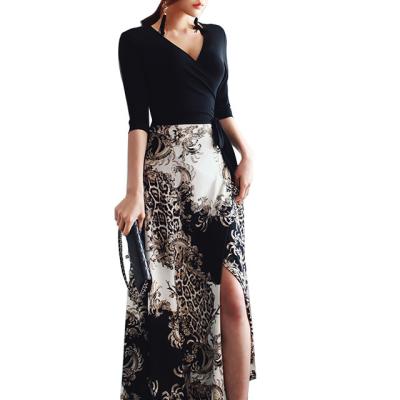 China Floral Midi Casual Dress Anti-Static Breathable Long Ladies Dresses Korean Dress for sale