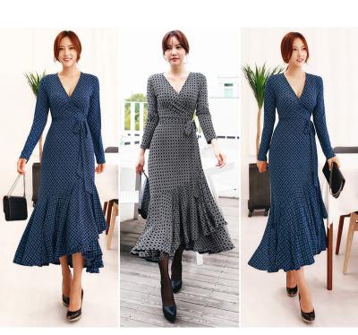 China High Quality Breathable Imbalance-twist-wrap V-dress Long V-neck Maxi Dresses Women Wholesale Ladies Dress for sale